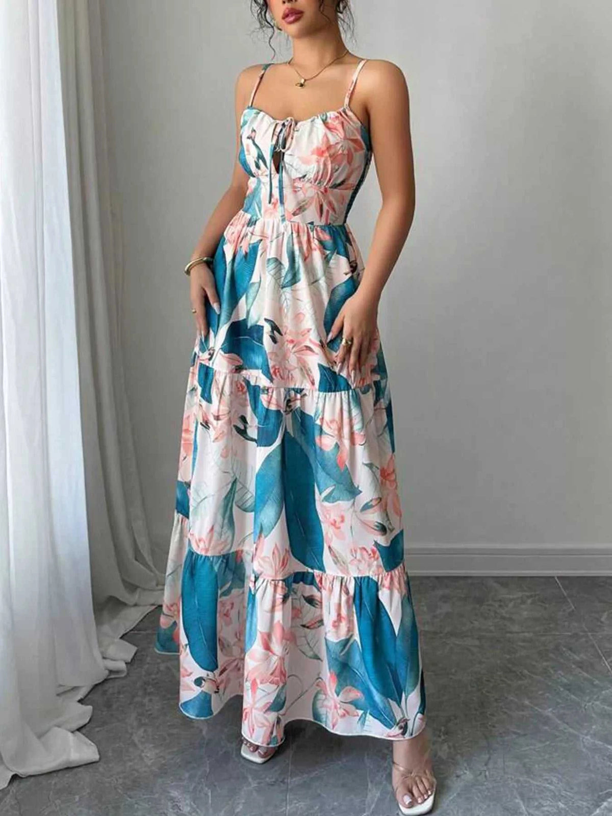 Floral Print Tiered Maxi Cami Dress 100100458243031 49 Affordable Fashion Under $100 Jerry's Apparel 