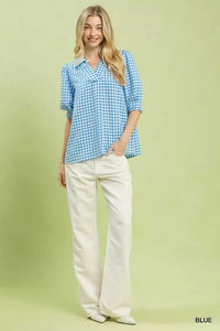 Umgee Gingham Puff Sleeve Collared Blouse 100100241201981 45 Affordable Fashion Under $100 Jerry's Apparel 