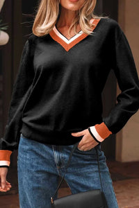 Contrast Striped Trim V Neck Varsity Sweater 100100612832963 39 Affordable Fashion Under $100 Jerry's Apparel 