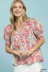 Umgee Mix Paisley Floral Button Down Shirt 100100245751528 49 Gifts for Her Jerry's Apparel 