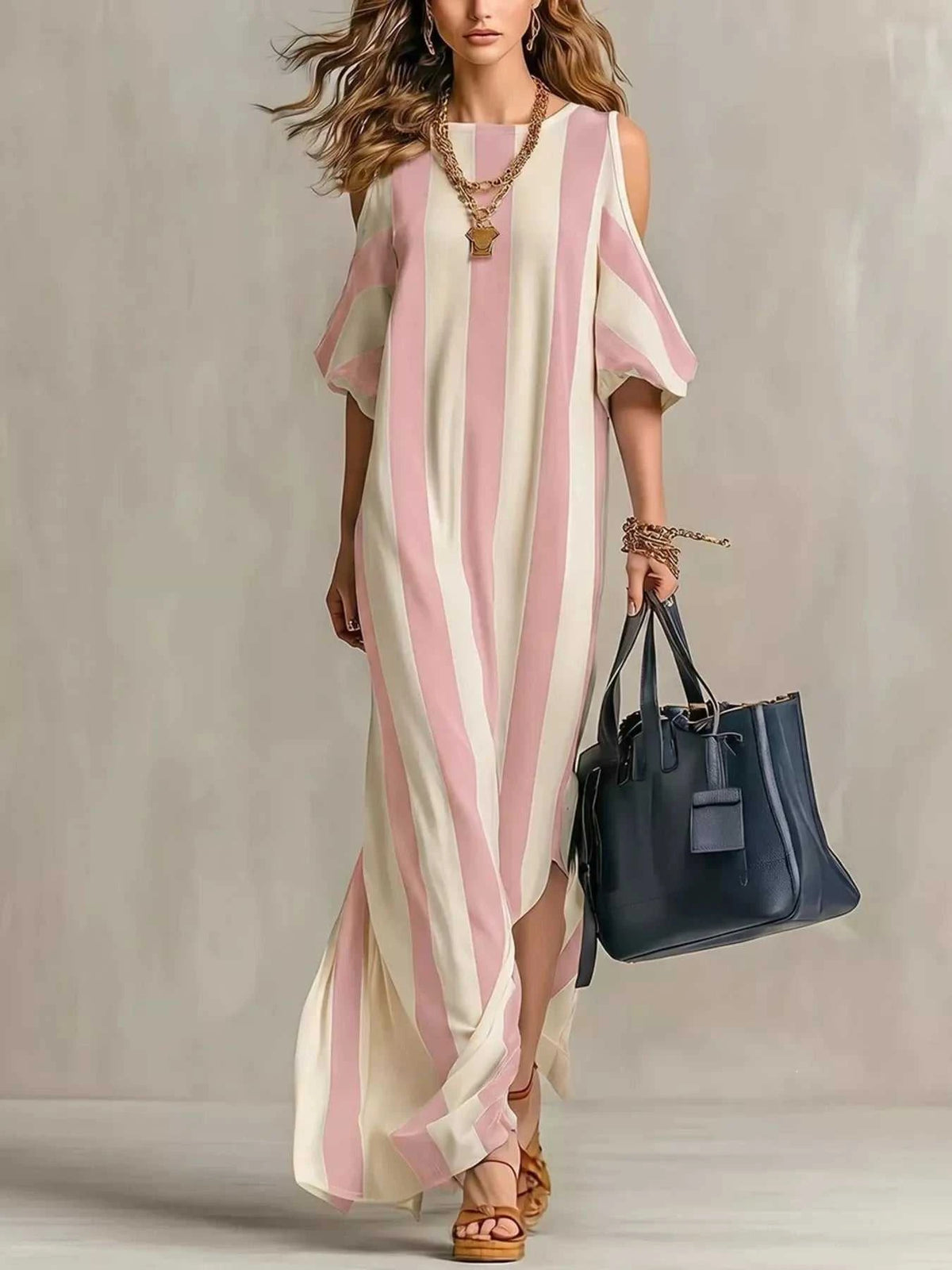 Striped Cold Shoulder Maxi Dress 100100347460143 32 Affordable Fashion Under $100 Jerry's Apparel 