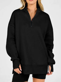 Quarter-Zip Dropped Shoulder Sweatshirt 101001101551160 56 Affordable Fashion Under $100 Jerry's Apparel 