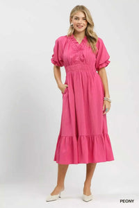 Umgee Ruffle V-Neck Midi Dress 100100700681782 62 Affordable Fashion Under $100 Jerry's Apparel 