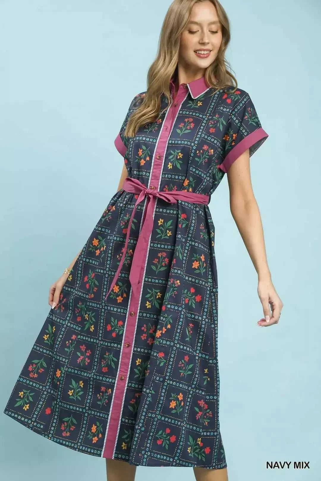 Umgee Mix Floral Button-Front Midi Dress 100100418991271 62 Affordable Fashion Under $100 Jerry's Apparel 