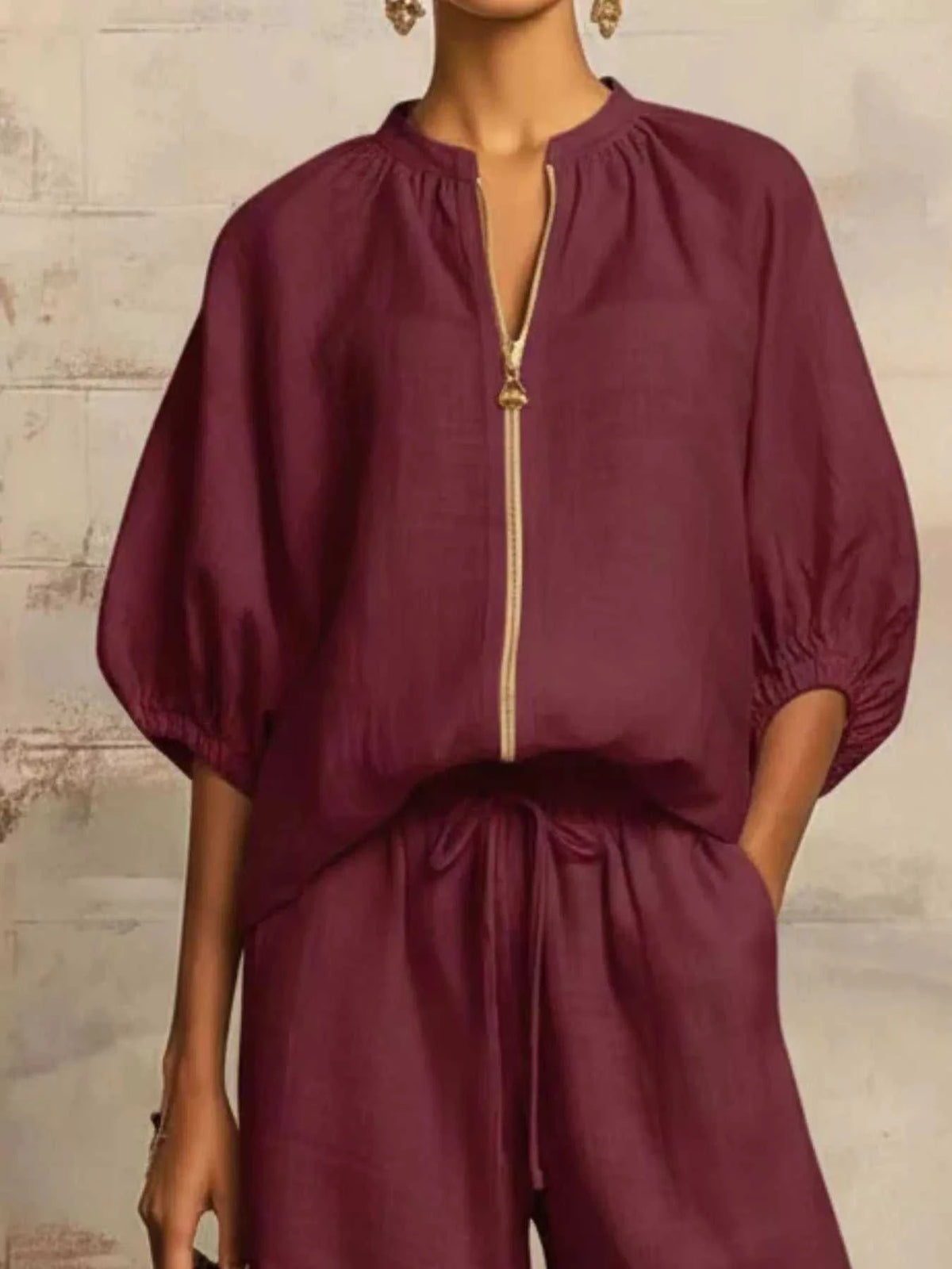Full Size Zip-Front Top and Wide-Leg Pants Set Plus Size 101001746488777 43 Affordable Fashion Under $100 Jerry's Apparel 