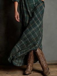 Full Size Plaid Button-Down Maxi Dress Plus Size 100100974392758 44 Affordable Fashion Under $100 Jerry's Apparel 