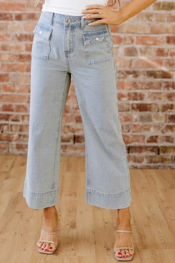 Striped Wide-Leg Cropped Jeans 100100310211720 63 Affordable Fashion Under $100 Jerry's Apparel 