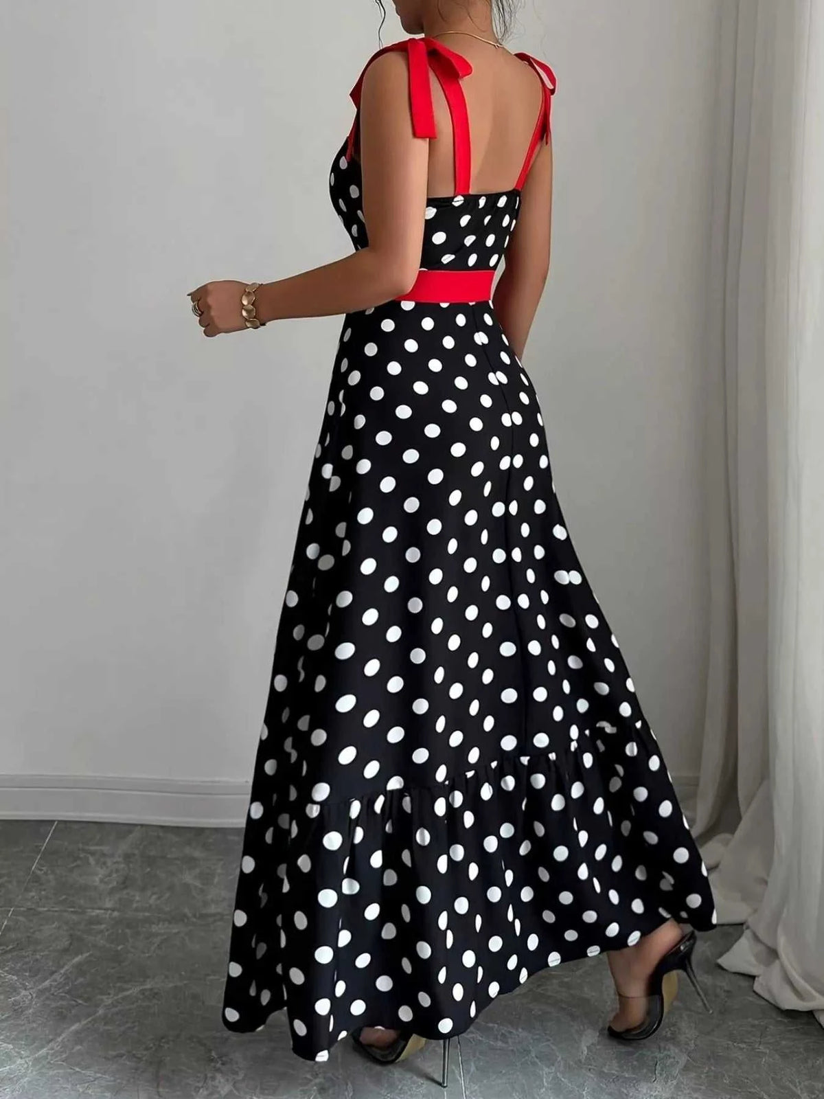 Polka Dot Tie Strap Maxi Dress 100100434641538 37 Gifts for Her Jerry's Apparel 