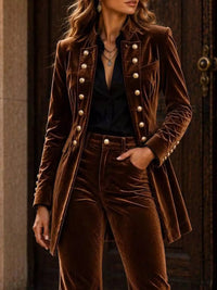 Velvet Double-Breasted Blazer and Flare Pants Set 101001710079074 99 Affordable Fashion Under $100 Jerry's Apparel 