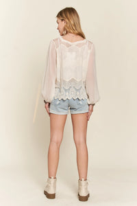 ADORA Button Down Embroidered Blouse