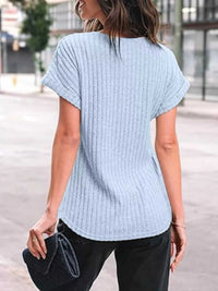 Casual Ribbed Knit Short Sleeve T-Shirt 100100691365915 25 Affordable Fashion Under $100 Jerry's Apparel 