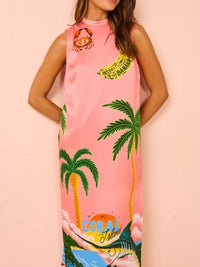 Side Slit Printed Sleeveless Dress