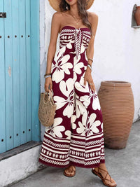 Floral Print Tie Front Strapless Wide Leg Jumpsuit 100100591561067 42 Affordable Fashion Under $100 Jerry's Apparel 