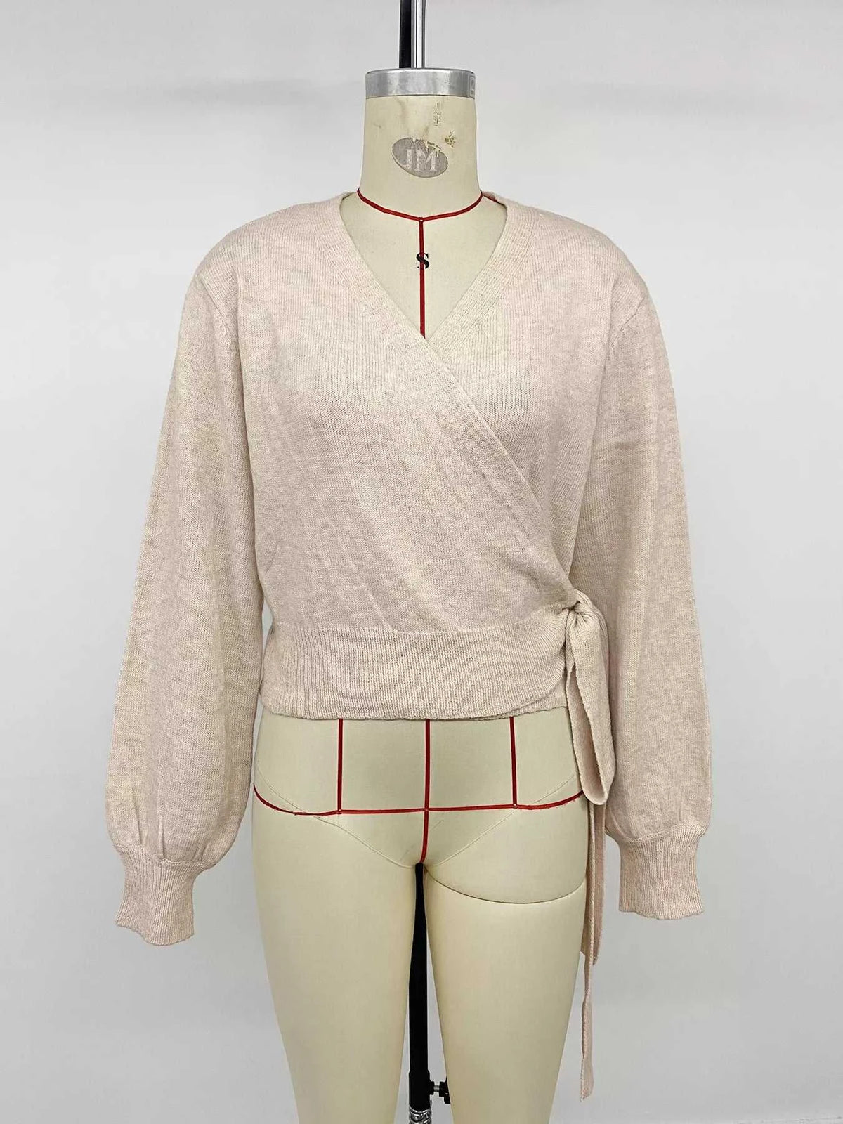 Tied Surplice Long Sleeve Sweater 100100102140940 38 Women's Sweaters and Knitwear Jerry's Apparel 