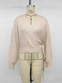 Tied Surplice Long Sleeve Sweater 100100102140940 38 Women's Sweaters and Knitwear Jerry's Apparel 