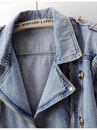 Asymmetrical Zip Denim Jacket 100100285490712 147 Women's Fall Clothing Jerry's Apparel 