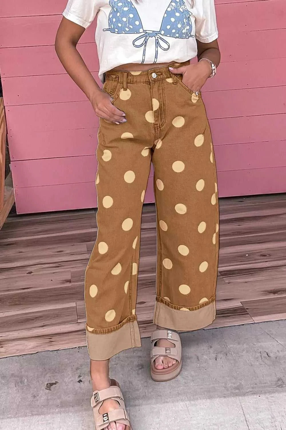Polka Dot Wide Leg Jeans 100100652241333 69 Affordable Fashion Under $100 Jerry's Apparel 