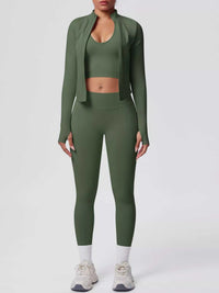 Tank & Zip-Up Jacket and Leggings Three-Piece Active Set 101006896695096 129 Comfortable Weekend Sets Jerry's Apparel 