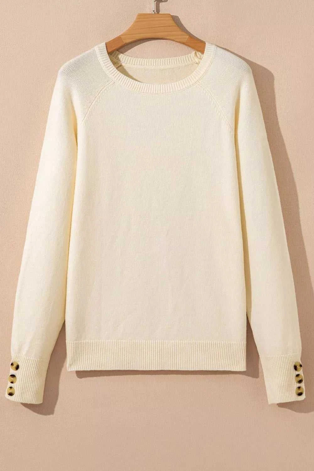 Button-Cuff Crew Neck Sweater 100100920961596 40 Women's Sweaters and Knitwear Jerry's Apparel 