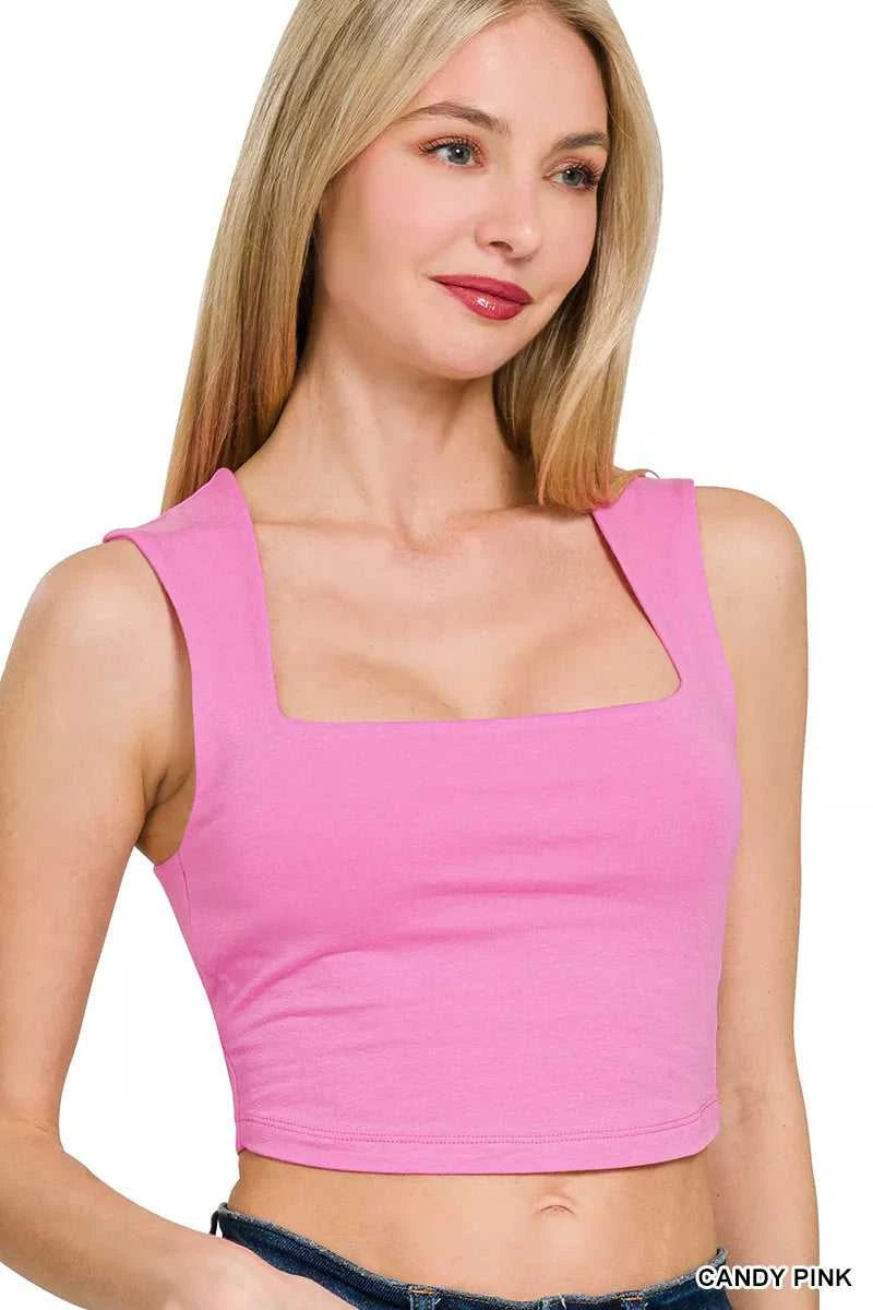 Zenana Double Layered Square Neck Cropped Tank Top 100100223191485 19 Affordable Fashion Under $100 Jerry's Apparel 