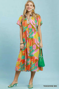 Umgee Abstract Tropical Print Tiered Midi Dress 100100221421036 64 Affordable Fashion Under $100 Jerry's Apparel 
