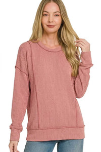 Zenana Corded Rib Long Sleeve Round Neck Top 100100116111141 23 Affordable Fashion Under $100 Jerry's Apparel 