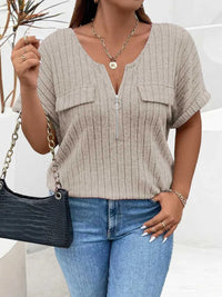 Plus Size Half Zip Short Sleeve T-Shirt 100100839821428 27 Affordable Fashion Under $100 Jerry's Apparel 