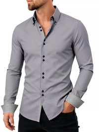 Men's Full Size Slim Fit Contrast Trim Shirt Plus Size 104001791906006 38 Affordable Fashion Under $100 Jerry's Apparel 