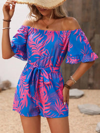 Tropical Print Off-Shoulder Romper