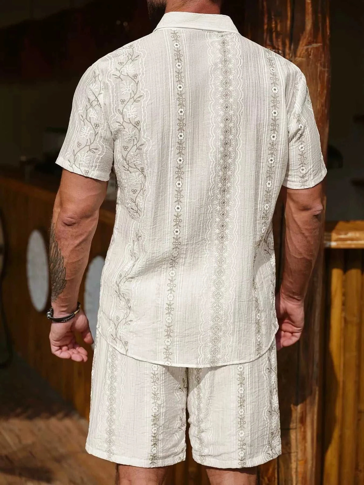 Men's Flower Short Sleeve Shirt and Shorts Set 104001992568256 44 Affordable Fashion Under $100 Jerry's Apparel 