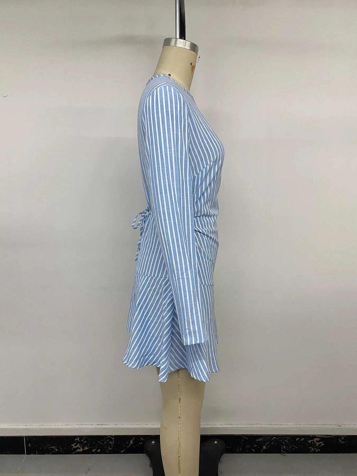 Striped Long-Sleeve Ruched Mini Dress 101001695645771 42 Gifts for Her Jerry's Apparel 
