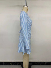 Striped Long-Sleeve Ruched Mini Dress 101001695645771 42 Gifts for Her Jerry's Apparel 