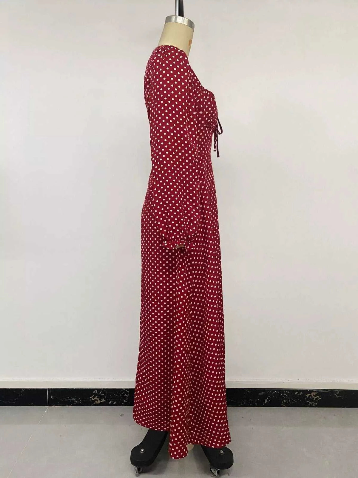 Square Neck Polka Dot Long Sleeve Maxi Dress 101001463928082 48 Affordable Fashion Under $100 Jerry's Apparel 