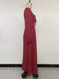 Square Neck Polka Dot Long Sleeve Maxi Dress 101001463928082 48 Affordable Fashion Under $100 Jerry's Apparel 