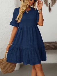Mandy Ruffled Ruched Round Neck Half Sleeve Dress 100100796041903 25 Affordable Fashion Under $100 Jerry's Apparel 
