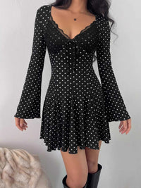Polka Dot Lace Trimmed V-Neck Mini Dress 100100827615923 48 Affordable Fashion Under $100 Jerry's Apparel 