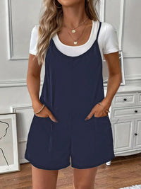 Full Size Scoop Neck Spaghetti Strap Overalls Plus Size