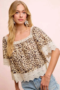 BiBi Leopard Lace Mix And Match Square Neckline Top 100100853941190 47 Affordable Fashion Under $100 Jerry's Apparel 