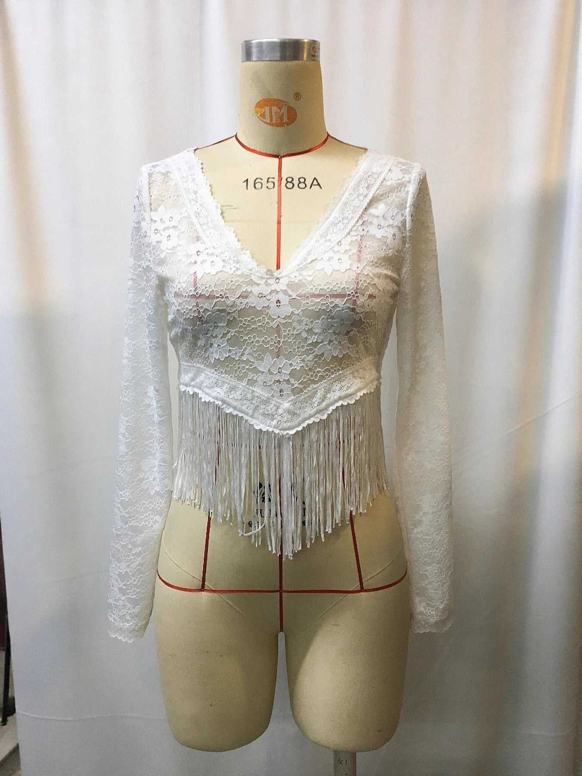 Full Size Fringe Hem Lace Long Sleeve Top Plus Size 100100889200607 38 Affordable Fashion Under $100 Jerry's Apparel 