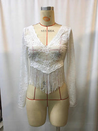 Full Size Fringe Hem Lace Long Sleeve Top Plus Size 100100889200607 38 Affordable Fashion Under $100 Jerry's Apparel 