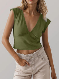 Deep V-Neck Cropped T-Shirt