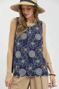 Umgee Floral Embroidered Sleeveless Top 100100986881942 60 Affordable Fashion Under $100 Jerry's Apparel 