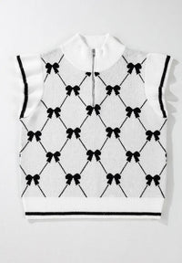 Bow Half Zip Sweater Vest