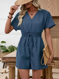 Casual V-Neck Elastic Waist Romper 100100707516722 32 Jerry's Apparel 