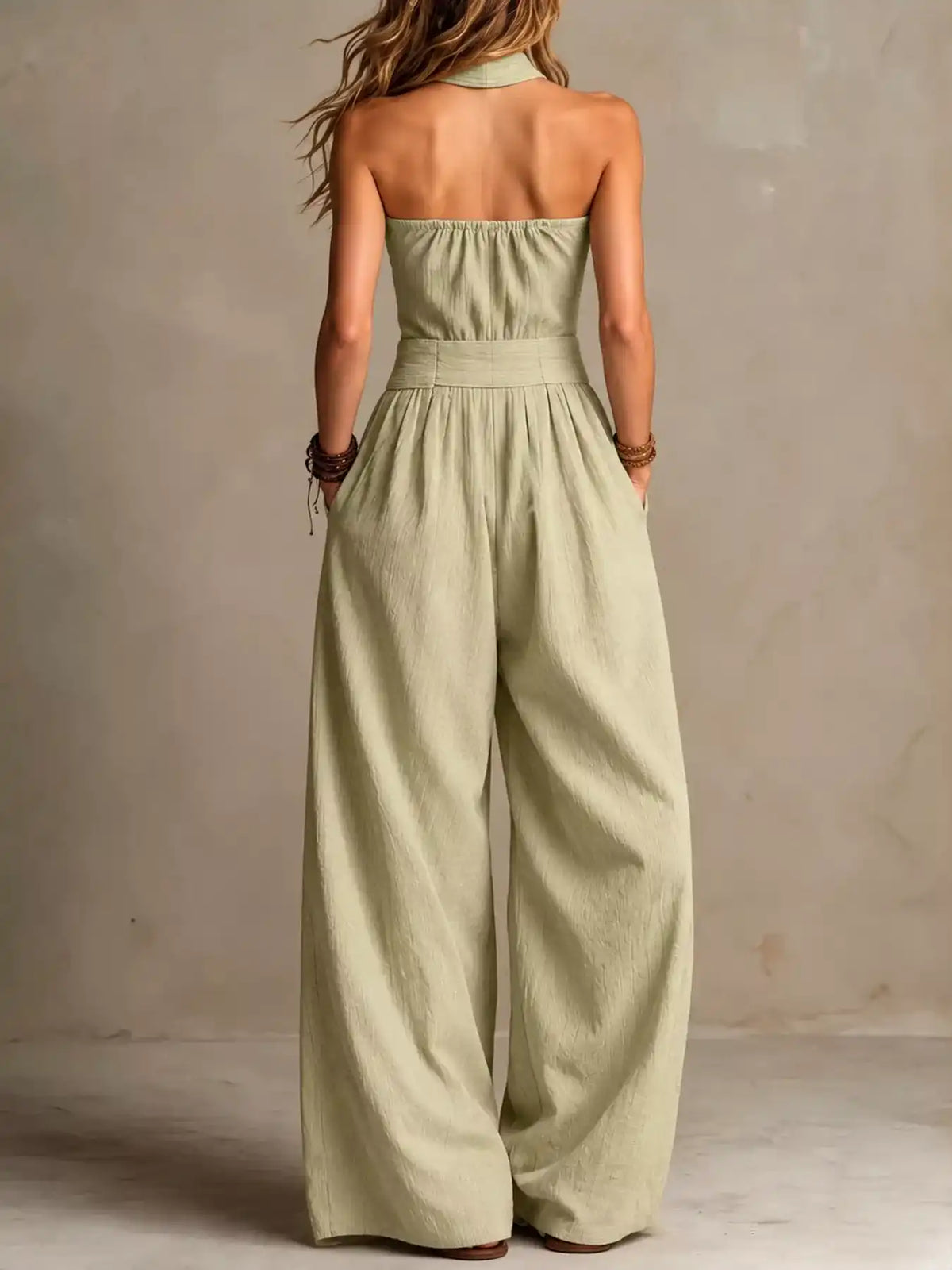 Full Size Halter Neck Wide-Leg Jumpsuit Plus Size 101001857800379 54 Affordable Fashion Under $100 Jerry's Apparel 