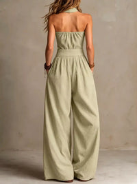 Full Size Halter Neck Wide-Leg Jumpsuit Plus Size 101001857800379 54 Affordable Fashion Under $100 Jerry's Apparel 