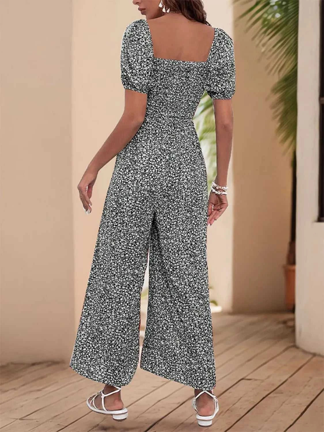 Printed Square Neck Puff Sleeve Jumpsuit 100100619721006 31 Affordable Fashion Under $100 Jerry's Apparel 