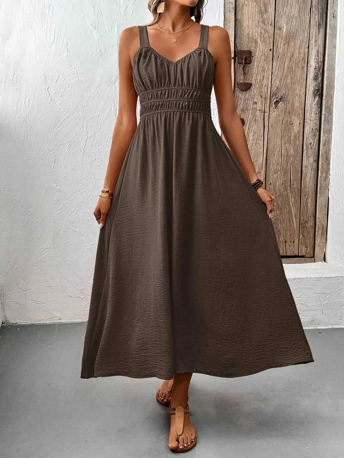 Sleeveless Smocked Casual Midi Dress 100100225131528 33 Affordable Fashion Under $100 Jerry's Apparel 