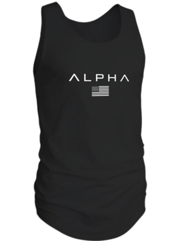 Men's US Flag Round Neck Tank