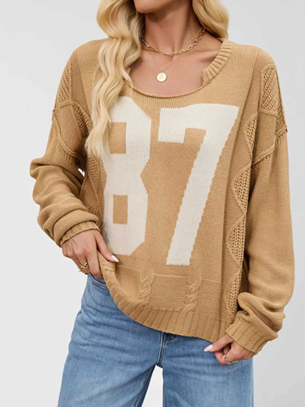 87 Number Cable-Knit Sweater 100100339024301 49 Affordable Fashion Under $100 Jerry's Apparel 